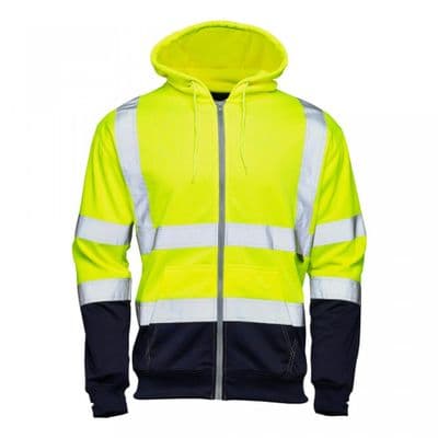 Supertouch Hi Vis 2 Tone Yellow Hooded Zipped Sweatshirt