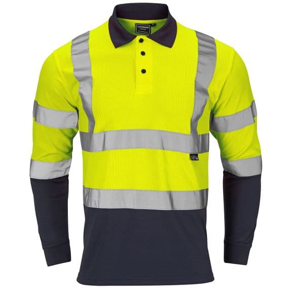 Supertouch Hi-Vis 2 Tone Yellow Long Sleeve Polo Shirt| Workwear101.com
