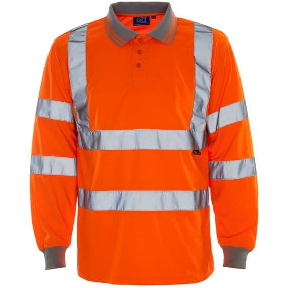 Supertouch Hi Vis Orange Long Sleeve Bird Eye Polo Shirt | Workwear101.com