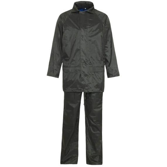 Supertouch Polyester/PVC Black Rainsuit | Workwear101.com