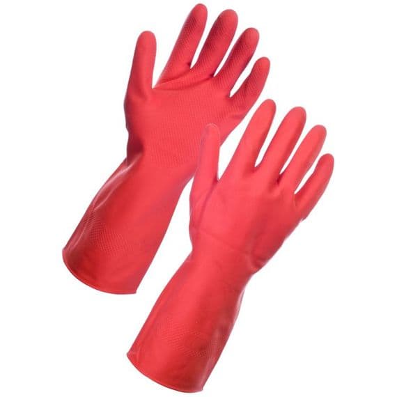 Supertouch Red Household Latex Cleaning Gloves - 144 Pairs | Workwear101.com