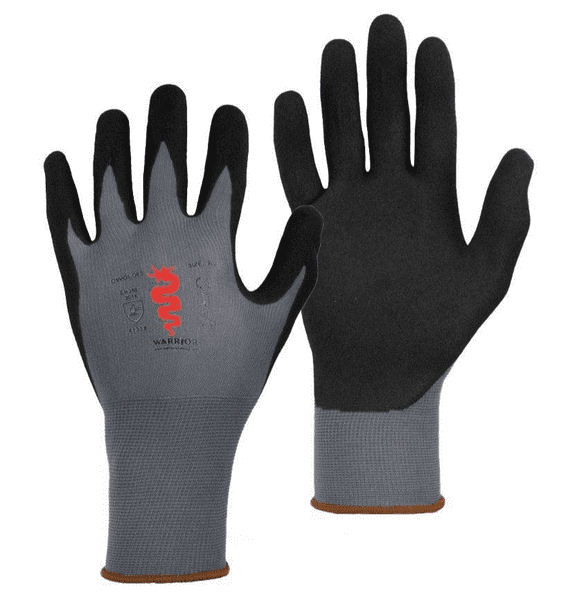 Warrior Grey Nitrile Sponge Lined Gloves - 12 Pairs | Workwear101.com