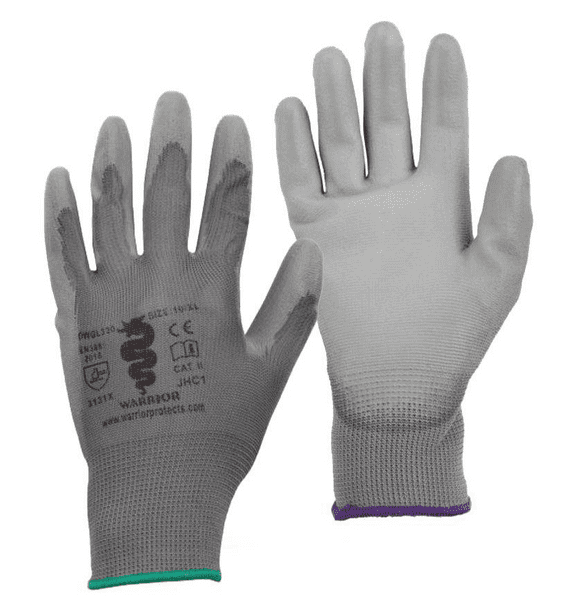 Warrior Grey PU Gloves - 120 Pairs | Workwear101.com