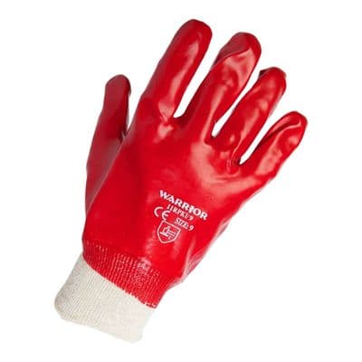 Warrior Red PVC Knit Wrist Gloves - 120 Pairs