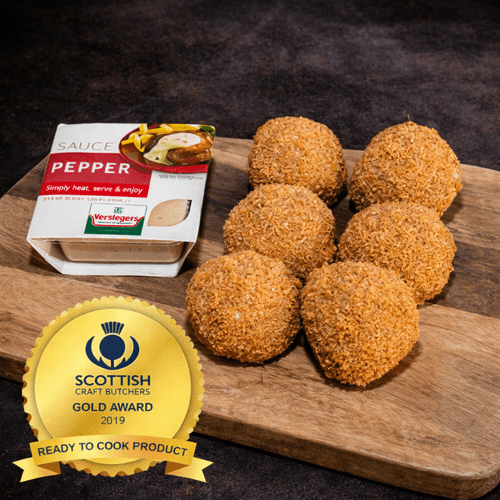 BUFFALO & HAGGIS TRUFFLE WITH PEPPERCORN SAUCE