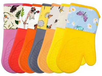 2x Oven Gloves Heat Resistant Kitchen Cooking Waterproof Silicone BBQ  Set Mitts