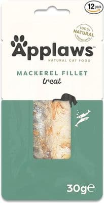 Applaws 100% Natural Cat Treats, Mackerel Loin Cat Snack, 30g Pouch (Pack of 12)