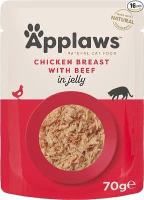 Applaws Cat Pouch Jelly Chicken & Beef 16pk × 70g