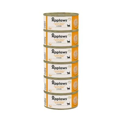 Applaws Natural Chicken Breast with Cheese in Broth Wet Cat Food – ( 156g × 24 Tins )