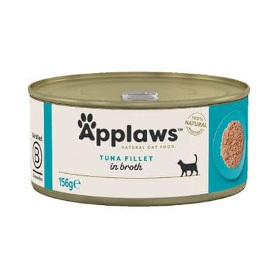 Applaws Natural Tuna Fillet in Broth Wet Adult Cat Food – ( 24 × 156g ) Tins
