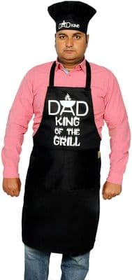 Apron& Hat Adult Cotton set  BBQ Funny Apron Dad King of the Grill Black apronse