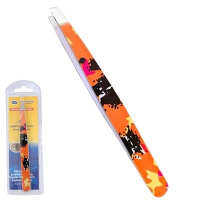 ASM® Tweezers for Facial Hair Women - Heavy Duty Stainless Steel Ingrown Hair (Orange Black)