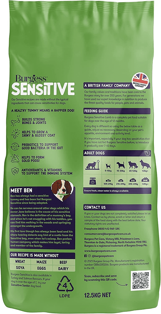 Burgess Sensitive Adult Dog Lamb & Rice