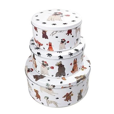 Cake Storage Tins Set 3 Round Airtight Baking Kitchen Gift Food Sweet container