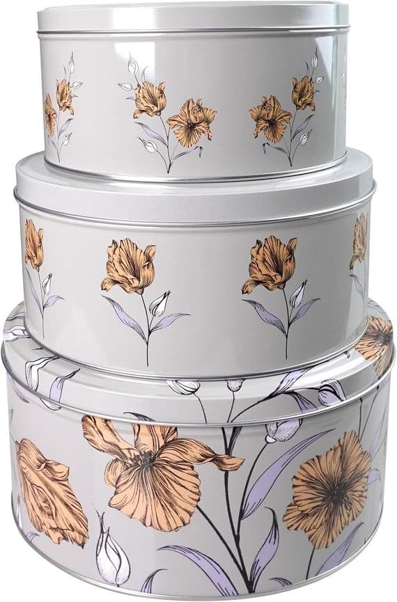 Cake Storage Tins Set Round Nesting Airtight container Kitchen