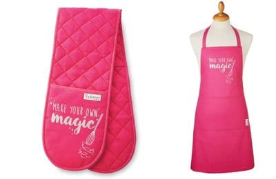 Cooking Apron Double Oven Gloves Set Chef Kitchen Baking BBQ Grill Novelty Magic