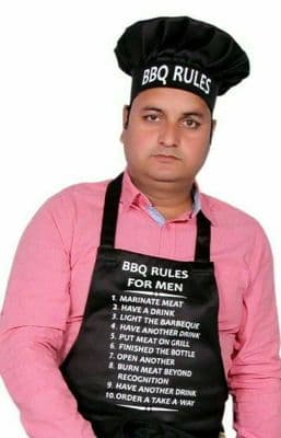 Cooking Aprons Novelty BBQ Apron and Hat  With Front Pocket BBQ Rules for Men