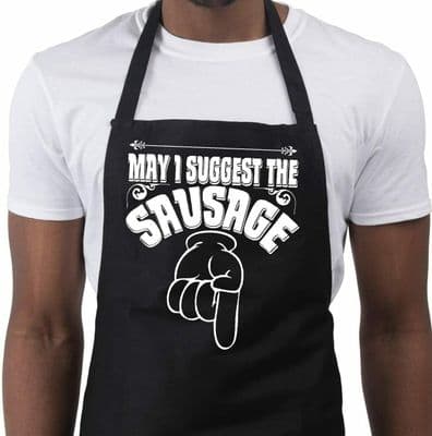 Cotton Apron hat Set funny Chef BBQ Apron May I Suggest The Sausage Perfect Gift
