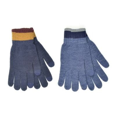 Men Touch Screen Gloves Winter Driving with Striped Cuff Warm Outdoor Walk GL631