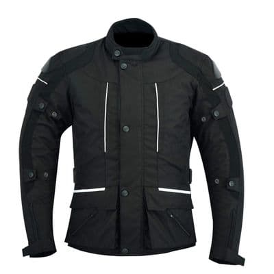 Mens Motorbike Motorcycle Long Jacket Textile Waterproof Off  Black.