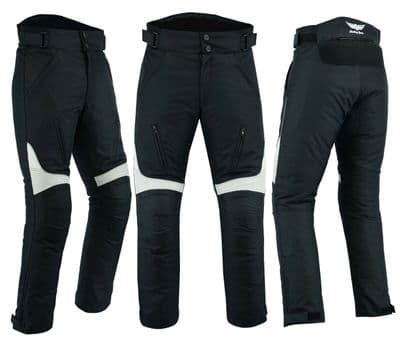 Mens Motorbike Motorcycle Textile Pants Trousers Armoured Waterproof Black Grey