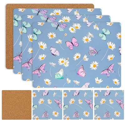 Placemats Coasters Set 8 Heat Resistant Waterproof Non-Slip Cork Table Mats New