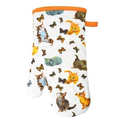 Single Oven Gloves Gauntlet  Cooking Pot Holder Heat Resistant Mitt Mittens Cats