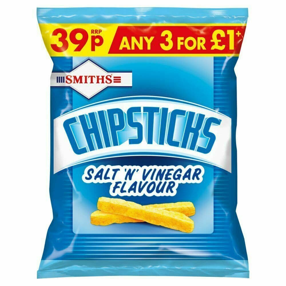 Smiths Chipsticks Salt N Vinegar Flavour Maize & Potato Snack 37g PMP ...