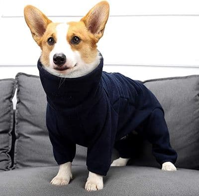 Winter Dog Coat, Warm Polar Fleece Clothes Elastic Windproof Jumpsuit with Sleeves