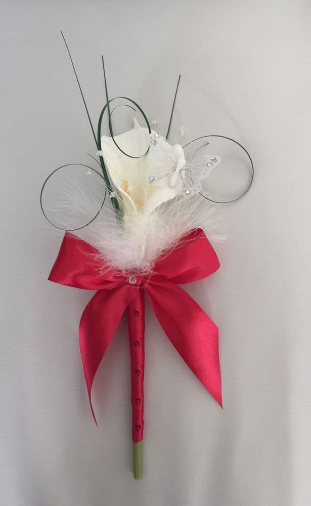 ARTIFICIAL IVORY RED FOAM CALLA LILY WEDDING FLOWERS BOUQUET FLOWER