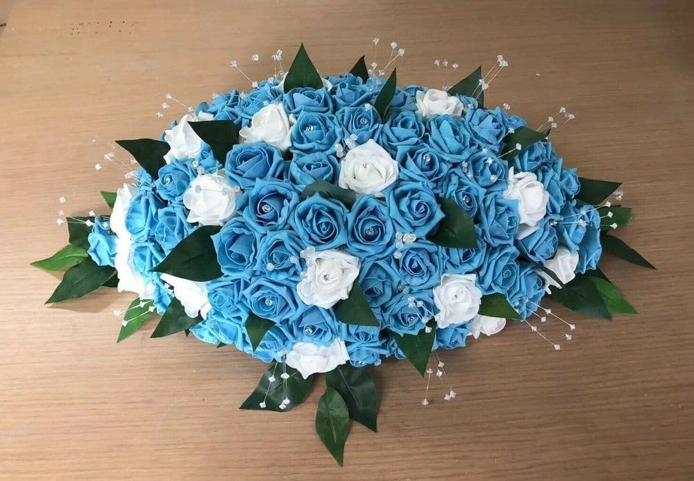 ARTIFICIAL WEDDING FLOWERS TOP TABLE ARRANGEMENT SPRAY TURQUOISE ALL