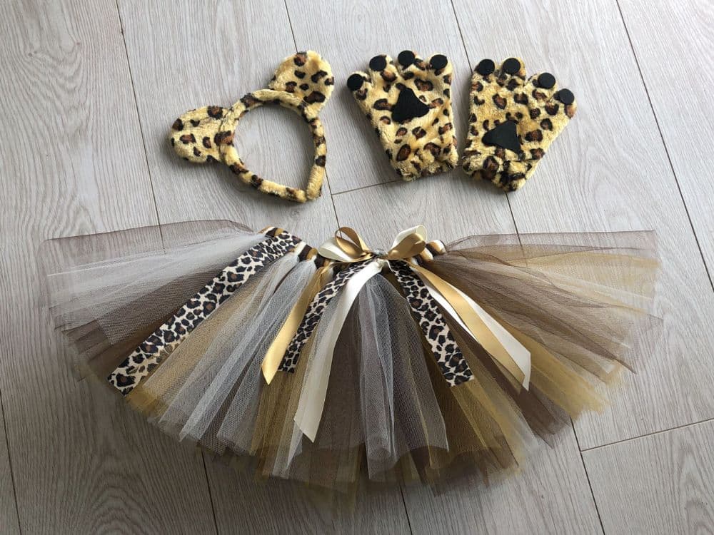 Leopard tutu costume tulle skirt head set tail girls dress up cake smash photos fancy dress