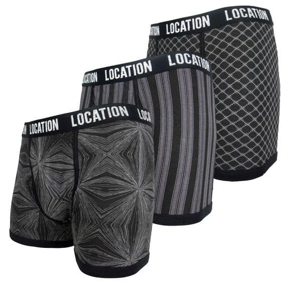 Mens 3 Pack Location Boxer Shorts Trunks Gift Underwear Cotton Boxers