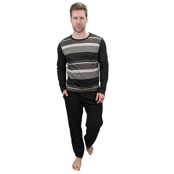 Crest Black | Grey Stripe Pyjamas