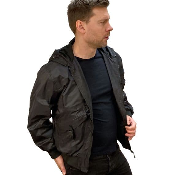 Mens Black Bomber Jacket - Hunter WR - Waterproof Coat