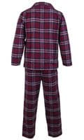 Mens Tartan Pyjama Set | Burgundy | Soft Brushed Cotton