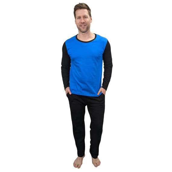 Mens Pyjama Set | 2-Tone Black & Blue | Long Sleeve | Location Clothing