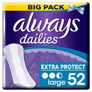 Always Dailies Extra Protect Large Panty Liners 52 Pack