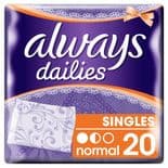 Always Dailies Singles Normal Panty Liners 20 Pack