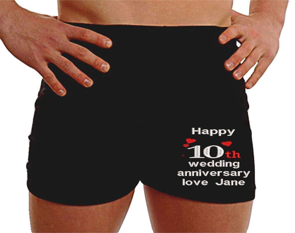 Personalised boxer shorts 10th  wedding anniversary customised husband underwear gifts present