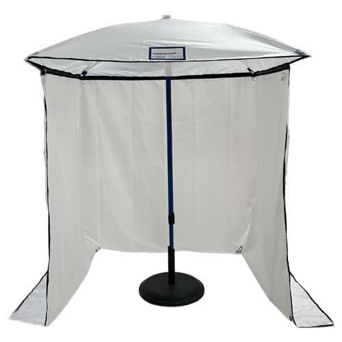 4ft Square Umbrella with Curtain - Trans Canopy, White Curtain