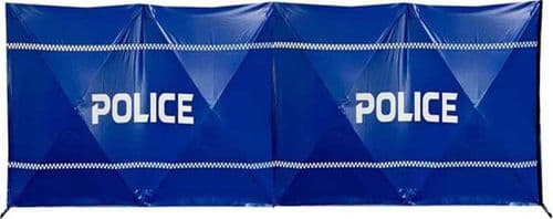 Premium Police Barrier Screening - Logo and Safety Stripe