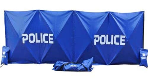 Premium Police Barrier Screening with Logos