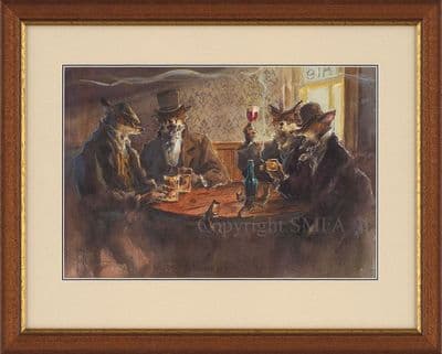 'Aftenooners' Original Humorous Fox Painting by Jonathan Walker