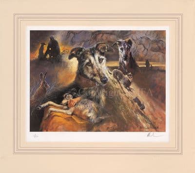 'Bonny' Ex-Display Lurcher print by Mick Cawston