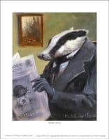 'Brock News' Humorous Badger Open Edition Print by Mick Cawston
