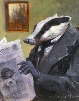 'Brock News' Humorous Badger Open Edition Print by Mick Cawston