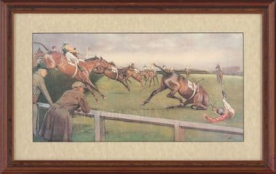 'Canal Turn' Ex-Display Horse Racing Print by Cecil Aldin