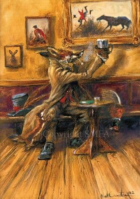 'Cheers' Blank Humorous Fox Greetings card by Mick Cawston C687