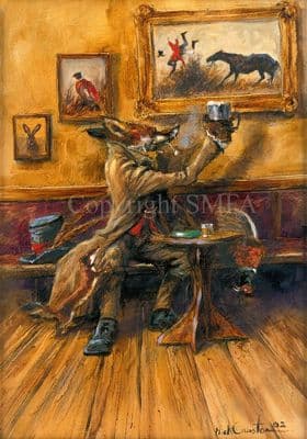 'Cheers' Canvas Limited Edition Humorous Fox Print by Mick Cawston